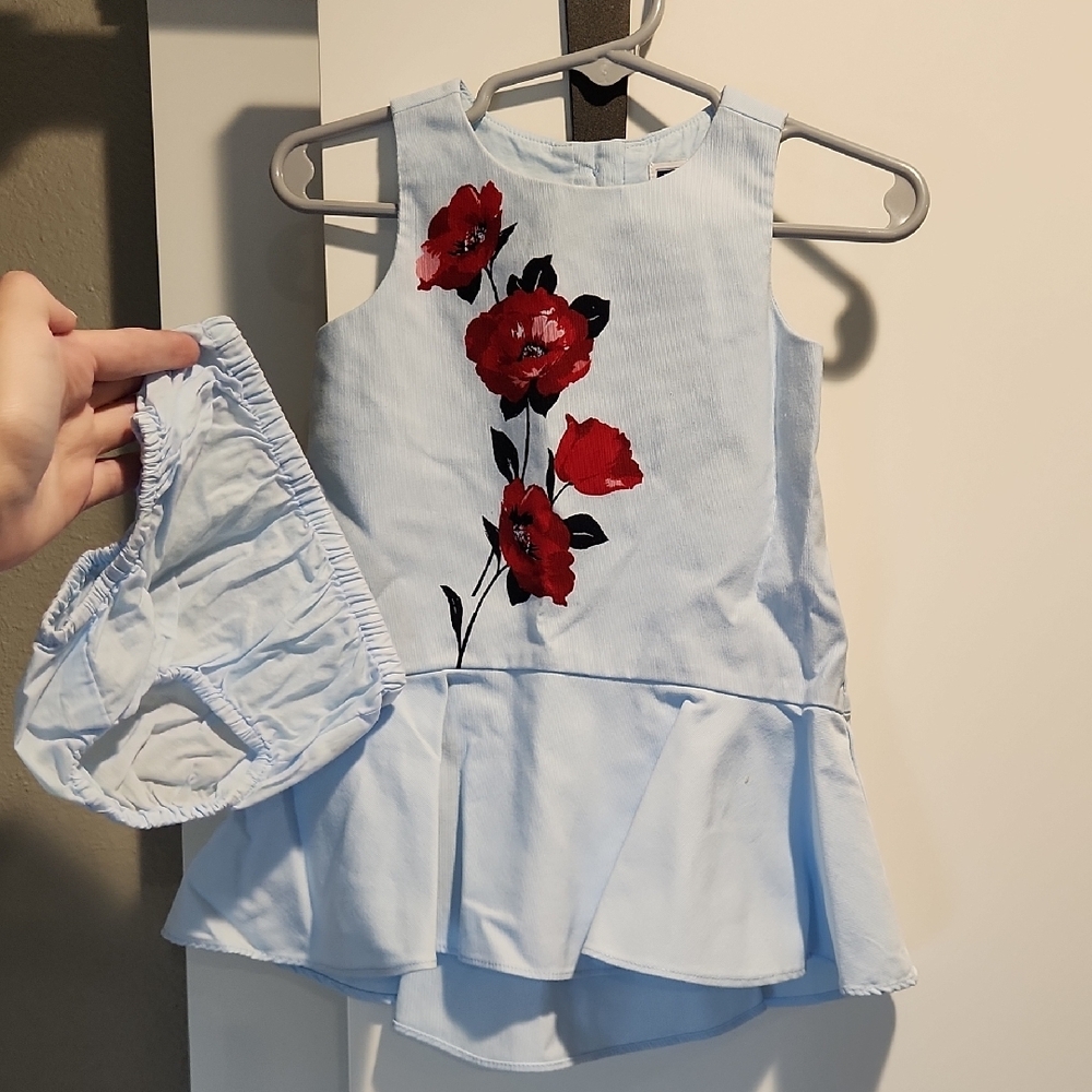 Janie And Jack Girls Light Blue Dress Set 6 To 12 Months